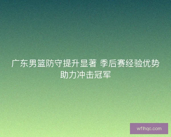 广东男篮防守提升显著 季后赛经验优势助力冲击冠军