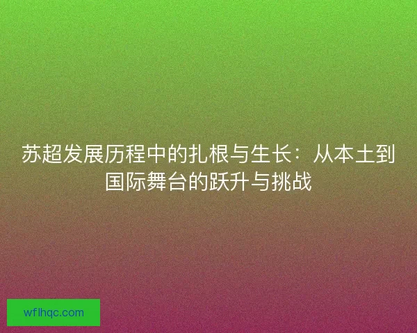 苏超发展历程中的扎根与生长：从本土到国际舞台的跃升与挑战