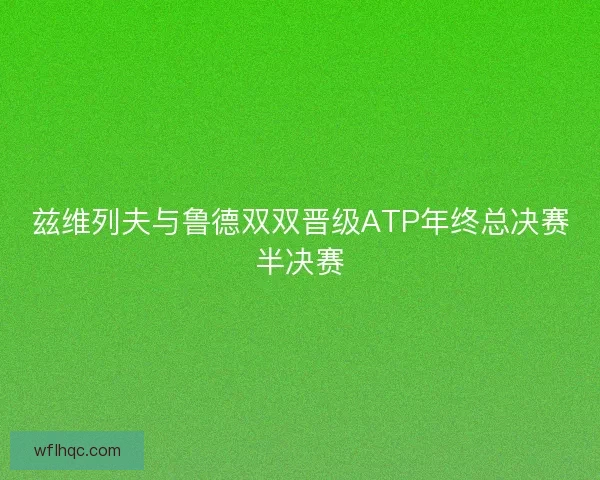 兹维列夫与鲁德双双晋级ATP年终总决赛半决赛