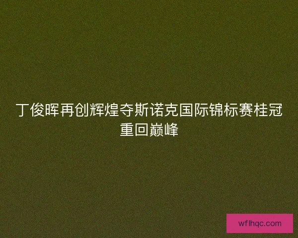 丁俊晖再创辉煌夺斯诺克国际锦标赛桂冠重回巅峰